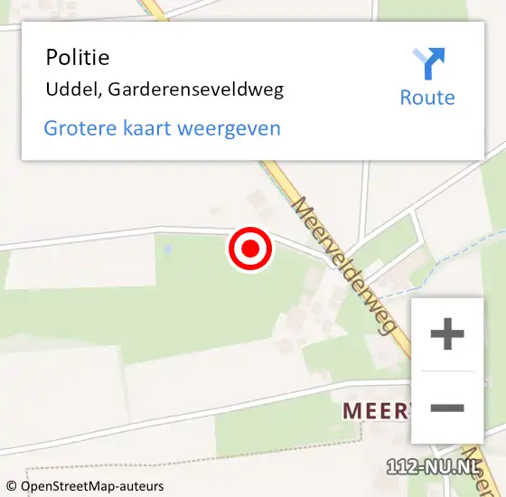 Locatie op kaart van de 112 melding: Politie Uddel, Garderenseveldweg op 8 december 2024 04:22