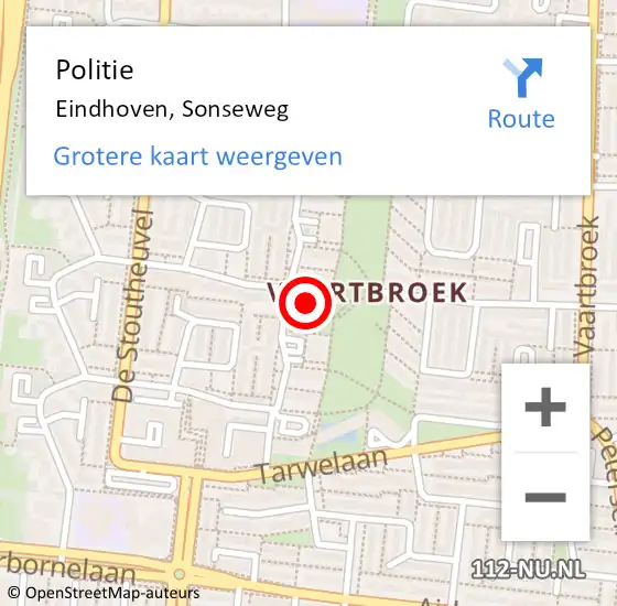 Locatie op kaart van de 112 melding: Politie Eindhoven, Sonseweg op 8 december 2024 04:35