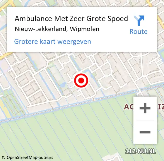 Locatie op kaart van de 112 melding: Ambulance Met Zeer Grote Spoed Naar Nieuw-Lekkerland, Wipmolen op 8 december 2024 04:49