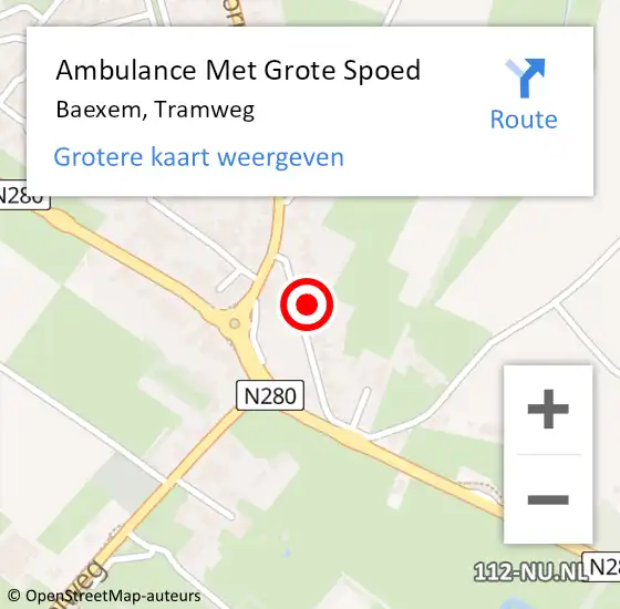 Locatie op kaart van de 112 melding: Ambulance Met Grote Spoed Naar Baexem, Tramweg op 8 december 2024 05:23