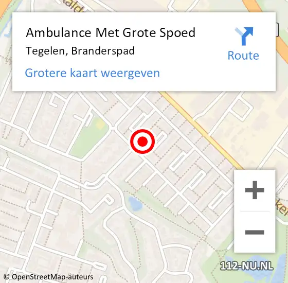 Locatie op kaart van de 112 melding: Ambulance Met Grote Spoed Naar Tegelen, Branderspad op 29 oktober 2014 16:33