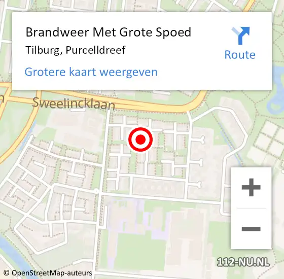 Locatie op kaart van de 112 melding: Brandweer Met Grote Spoed Naar Tilburg, Purcelldreef op 8 december 2024 06:59