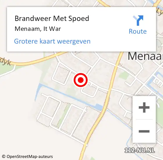 Locatie op kaart van de 112 melding: Brandweer Met Spoed Naar Menaam, It War op 8 december 2024 07:06