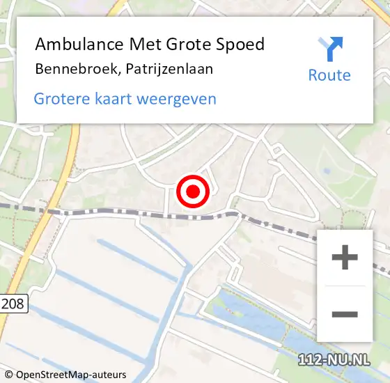 Locatie op kaart van de 112 melding: Ambulance Met Grote Spoed Naar Bennebroek, Patrijzenlaan op 8 december 2024 07:45