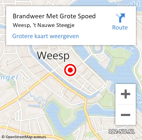 Locatie op kaart van de 112 melding: Brandweer Met Grote Spoed Naar Weesp, 't Nauwe Steegje op 8 december 2024 07:48