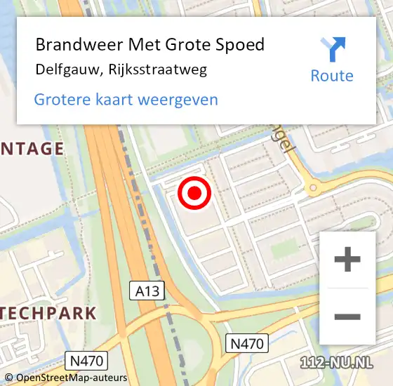 Locatie op kaart van de 112 melding: Brandweer Met Grote Spoed Naar Delfgauw, Rijksstraatweg op 8 december 2024 07:56