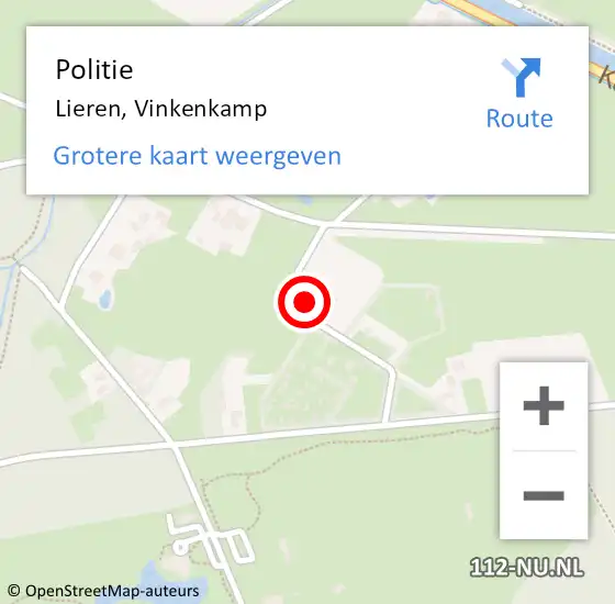 Locatie op kaart van de 112 melding: Politie Lieren, Vinkenkamp op 8 december 2024 08:01