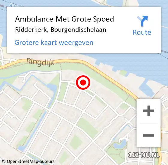 Locatie op kaart van de 112 melding: Ambulance Met Grote Spoed Naar Ridderkerk, Bourgondischelaan op 8 december 2024 08:10