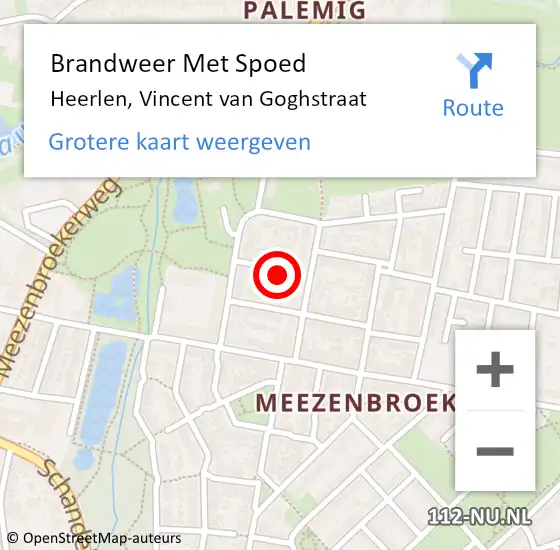 Locatie op kaart van de 112 melding: Brandweer Met Spoed Naar Heerlen, Vincent van Goghstraat op 8 december 2024 08:55