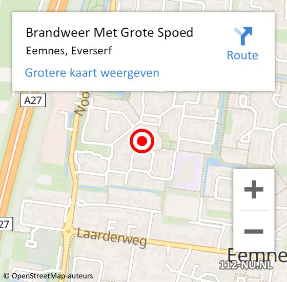 Locatie op kaart van de 112 melding: Brandweer Met Grote Spoed Naar Eemnes, Everserf op 8 december 2024 08:57