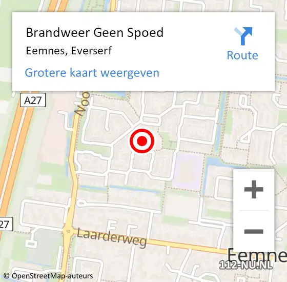 Locatie op kaart van de 112 melding: Brandweer Geen Spoed Naar Eemnes, Everserf op 8 december 2024 08:58