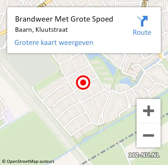 Locatie op kaart van de 112 melding: Brandweer Met Grote Spoed Naar Baarn, Kluutstraat op 8 december 2024 08:59