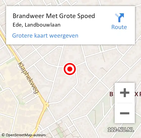 Locatie op kaart van de 112 melding: Brandweer Met Grote Spoed Naar Ede, Landbouwlaan op 8 december 2024 09:31