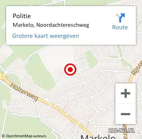 Locatie op kaart van de 112 melding: Politie Markelo, Noordachtereschweg op 8 december 2024 10:13