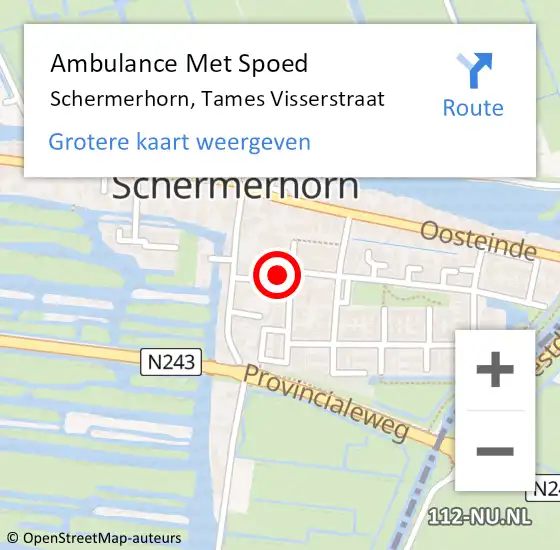 Locatie op kaart van de 112 melding: Ambulance Met Spoed Naar Schermerhorn, Tames Visserstraat op 8 december 2024 10:15