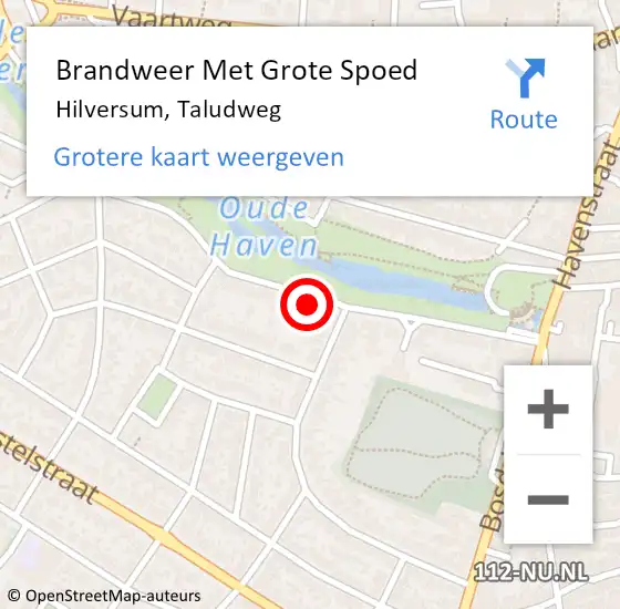 Locatie op kaart van de 112 melding: Brandweer Met Grote Spoed Naar Hilversum, Taludweg op 8 december 2024 10:19