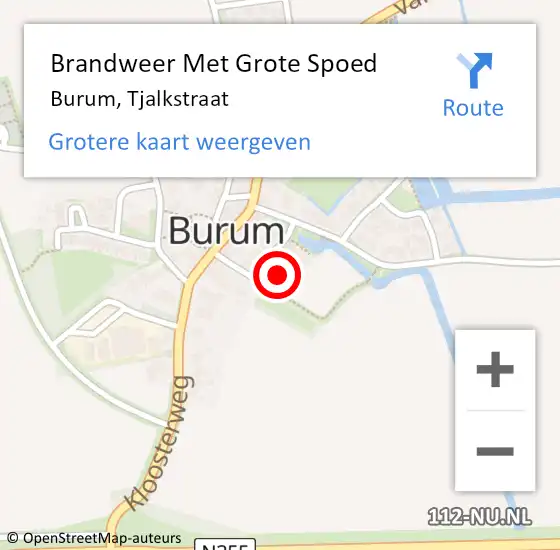 Locatie op kaart van de 112 melding: Brandweer Met Grote Spoed Naar Burum, Tjalkstraat op 8 december 2024 10:41