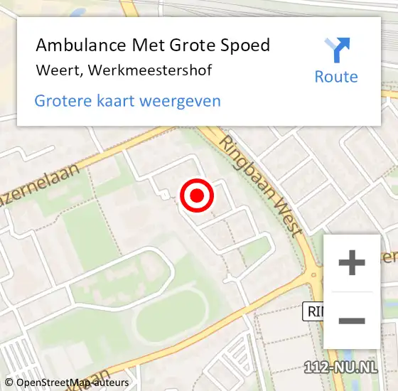 Locatie op kaart van de 112 melding: Ambulance Met Grote Spoed Naar Weert, Werkmeestershof op 8 december 2024 10:53