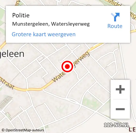 Locatie op kaart van de 112 melding: Politie Munstergeleen, Watersleyerweg op 8 december 2024 11:21