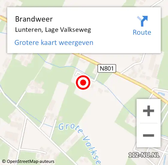 Locatie op kaart van de 112 melding: Brandweer Lunteren, Lage Valkseweg op 8 december 2024 11:25