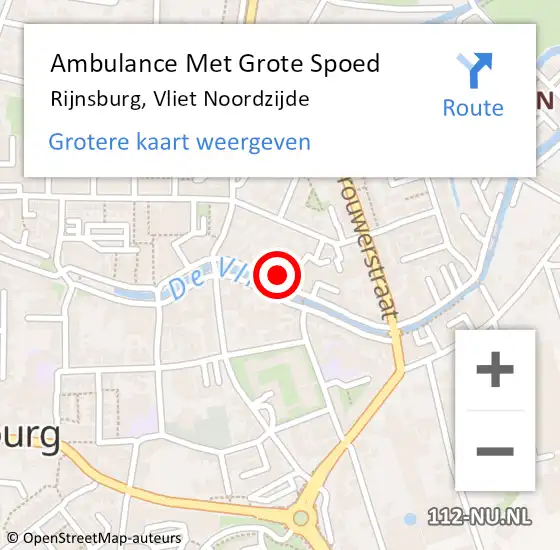 Locatie op kaart van de 112 melding: Ambulance Met Grote Spoed Naar Rijnsburg, Vliet Noordzijde op 8 december 2024 11:53