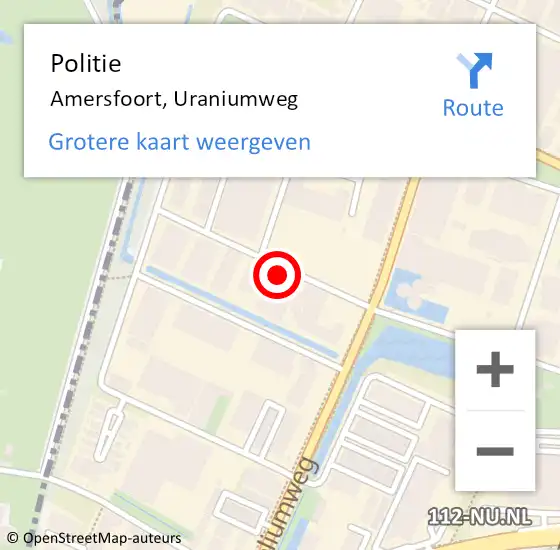 Locatie op kaart van de 112 melding: Politie Amersfoort, Uraniumweg op 8 december 2024 12:33