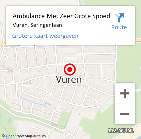 Locatie op kaart van de 112 melding: Ambulance Met Zeer Grote Spoed Naar Vuren, Seringenlaan op 8 december 2024 12:58