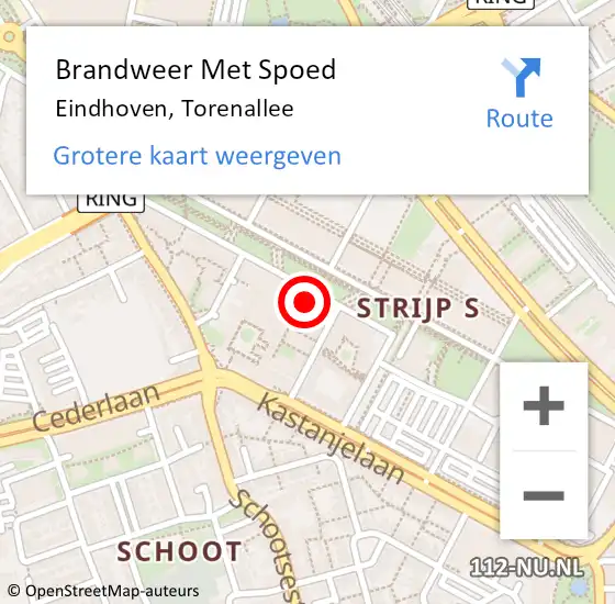 Locatie op kaart van de 112 melding: Brandweer Met Spoed Naar Eindhoven, Torenallee op 8 december 2024 13:42