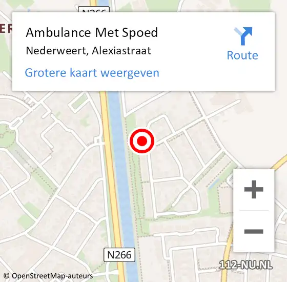 Locatie op kaart van de 112 melding: Ambulance Met Spoed Naar Nederweert, Alexiastraat op 8 december 2024 13:42