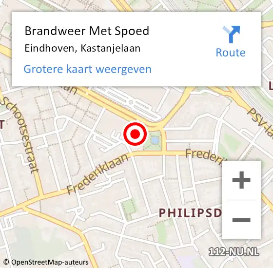 Locatie op kaart van de 112 melding: Brandweer Met Spoed Naar Eindhoven, Kastanjelaan op 8 december 2024 13:46