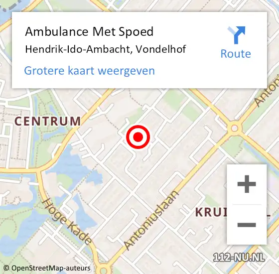 Locatie op kaart van de 112 melding: Ambulance Met Spoed Naar Hendrik-Ido-Ambacht, Vondelhof op 8 december 2024 13:49