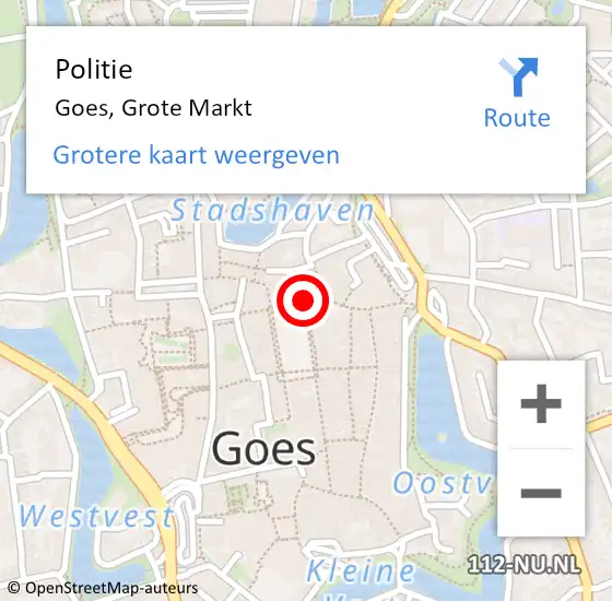 Locatie op kaart van de 112 melding: Politie Goes, Grote Markt op 8 december 2024 14:35