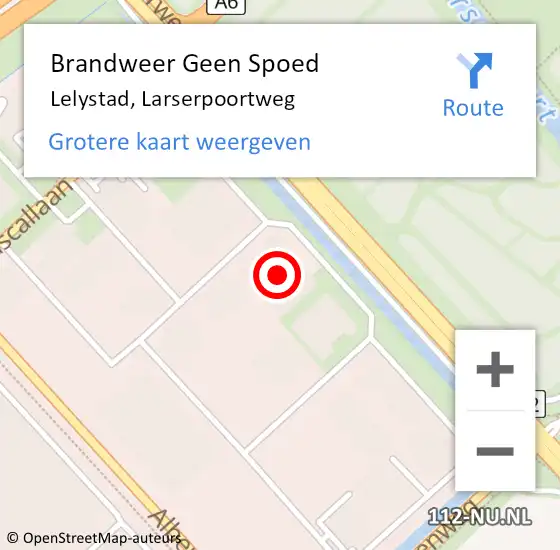 Locatie op kaart van de 112 melding: Brandweer Geen Spoed Naar Lelystad, Larserpoortweg op 8 december 2024 15:05