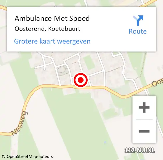 Locatie op kaart van de 112 melding: Ambulance Met Spoed Naar Oosterend, Koetebuurt op 8 december 2024 15:07