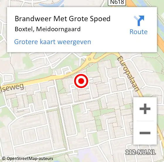 Locatie op kaart van de 112 melding: Brandweer Met Grote Spoed Naar Boxtel, Meidoorngaard op 8 december 2024 15:20