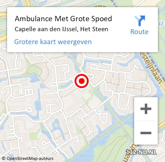 Locatie op kaart van de 112 melding: Ambulance Met Grote Spoed Naar Capelle aan den IJssel, Het Steen op 8 december 2024 15:44