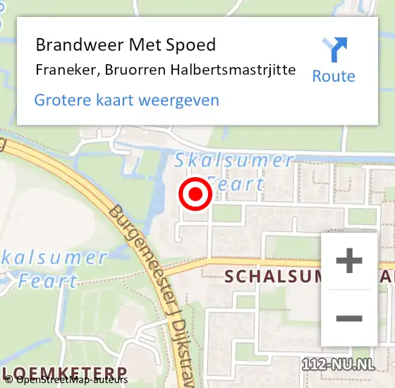 Locatie op kaart van de 112 melding: Brandweer Met Spoed Naar Franeker, Bruorren Halbertsmastrjitte op 8 december 2024 15:48