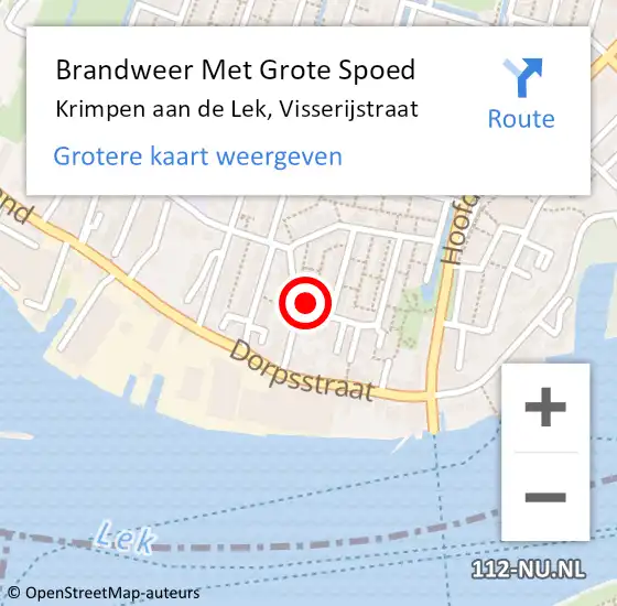 Locatie op kaart van de 112 melding: Brandweer Met Grote Spoed Naar Krimpen aan de Lek, Visserijstraat op 8 december 2024 16:23