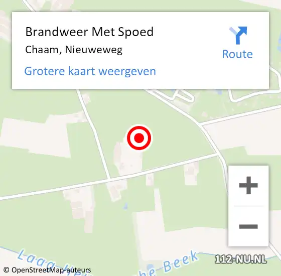 Locatie op kaart van de 112 melding: Brandweer Met Spoed Naar Chaam, Nieuweweg op 8 december 2024 17:26