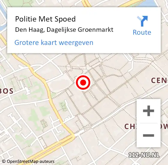 Locatie op kaart van de 112 melding: Politie Met Spoed Naar Den Haag, Dagelijkse Groenmarkt op 8 december 2024 18:01