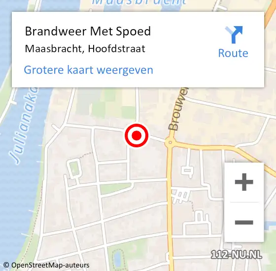 Locatie op kaart van de 112 melding: Brandweer Met Spoed Naar Maasbracht, Hoofdstraat op 8 december 2024 18:10