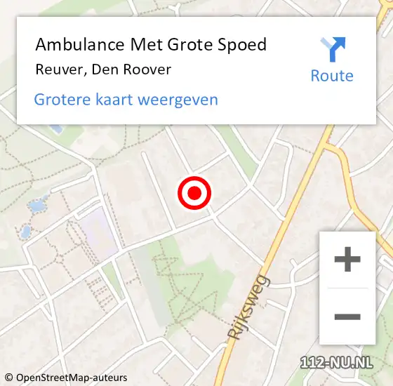 Locatie op kaart van de 112 melding: Ambulance Met Grote Spoed Naar Reuver, Den Roover op 8 december 2024 18:29