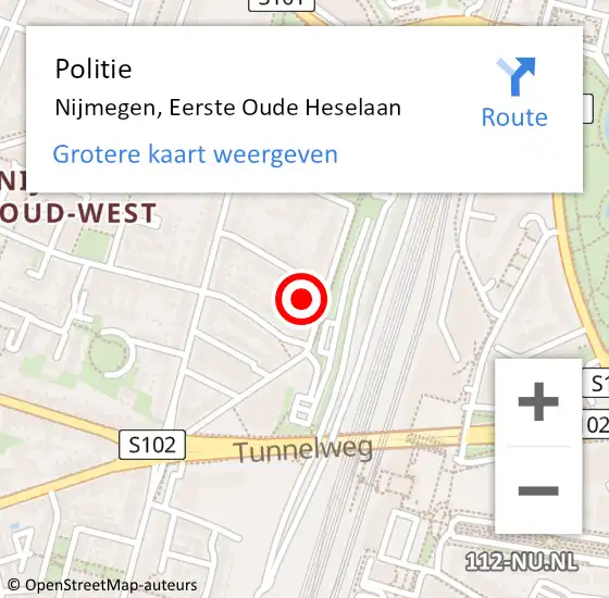 Locatie op kaart van de 112 melding: Politie Nijmegen, Eerste Oude Heselaan op 8 december 2024 18:30