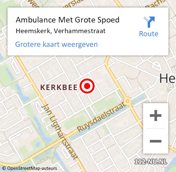 Locatie op kaart van de 112 melding: Ambulance Met Grote Spoed Naar Heemskerk, Verhammestraat op 8 december 2024 18:40