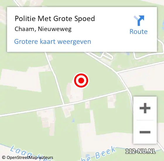 Locatie op kaart van de 112 melding: Politie Met Grote Spoed Naar Chaam, Nieuweweg op 8 december 2024 19:13