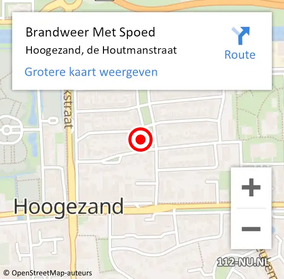 Locatie op kaart van de 112 melding: Brandweer Met Spoed Naar Hoogezand, de Houtmanstraat op 8 december 2024 19:13