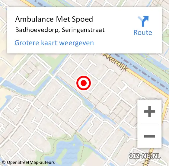 Locatie op kaart van de 112 melding: Ambulance Met Spoed Naar Badhoevedorp, Seringenstraat op 8 december 2024 19:18