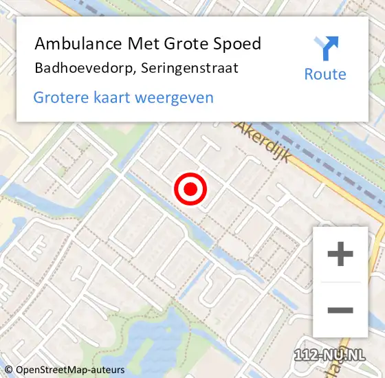 Locatie op kaart van de 112 melding: Ambulance Met Grote Spoed Naar Badhoevedorp, Seringenstraat op 8 december 2024 19:22