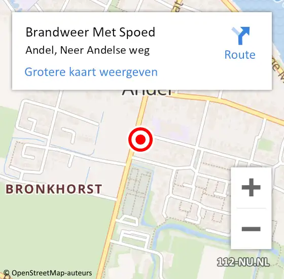 Locatie op kaart van de 112 melding: Brandweer Met Spoed Naar Andel, Neer Andelse weg op 8 december 2024 19:35