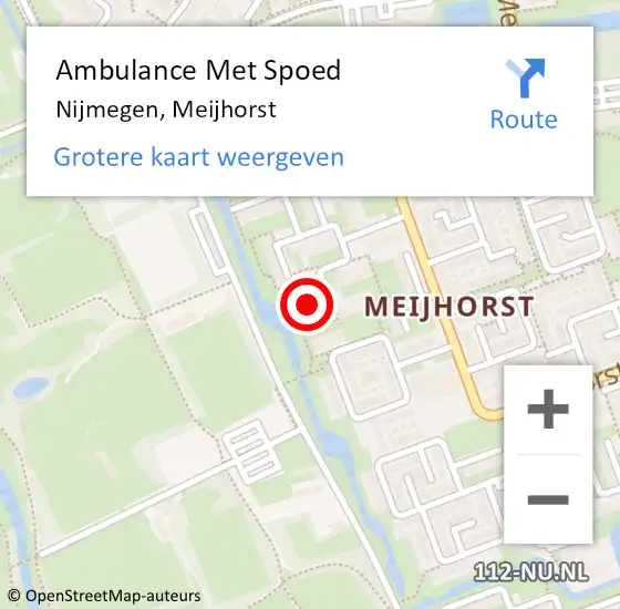 Locatie op kaart van de 112 melding: Ambulance Met Spoed Naar Nijmegen, Meijhorst op 8 december 2024 20:08